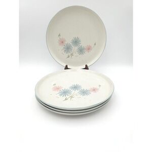 Set Of 4 Vintage Franciscan Maytime Dinner Plates 10" Pink Blue Flowers